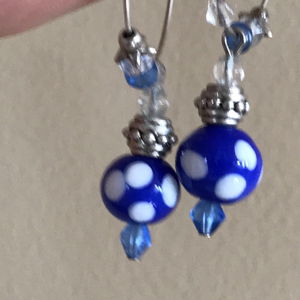 Blue Ocean Summery Art glass Earrings